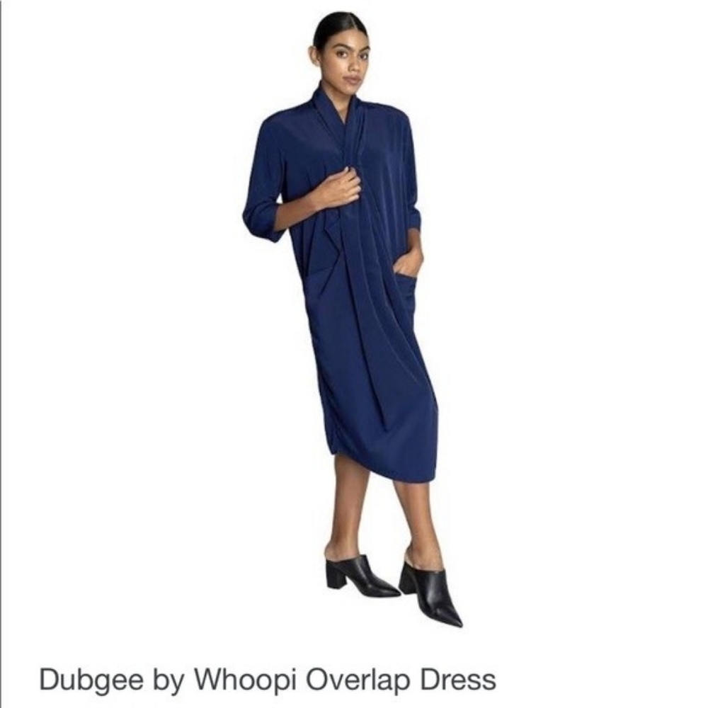 Dubgee by Whoopi Navy Overlap 3/4 Sleeve Dress